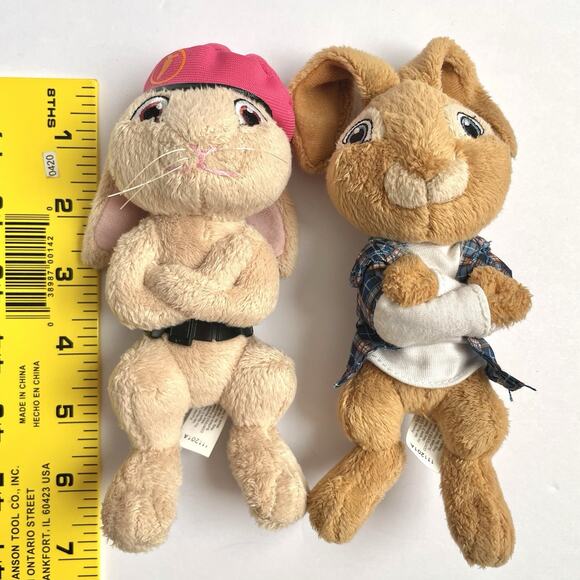 Hop The Movie Lot of 2 Mini Plush Bunny Rabbit 6" Boy Pink Beret Stuffed Animal - Picture 7 of 9